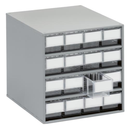 Treston petit bloc tiroirs, 16 tiroir(s), RAL7035 gris clair/transparent