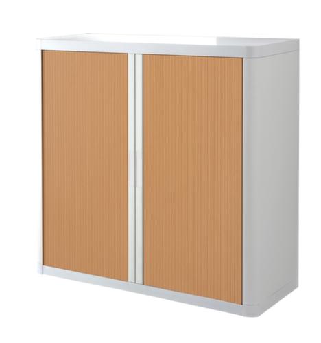 Paperflow Armoire à rideaux transversaux easyOffice®, 2 hauteurs des classeurs, blanc/hêtre  L