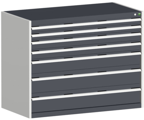 bott Armoire à tiroirs cubio surface de base 1300x650 mm, 7 tiroir(s), RAL7035 gris clair/RAL7016 gris anthracite  L