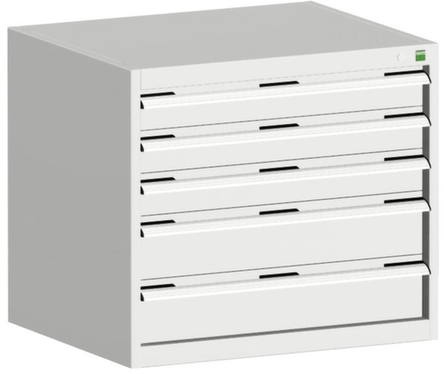 bott Armoire à tiroirs cubio surface de base 800x650 mm, 5 tiroir(s), RAL7035 gris clair/RAL7035 gris clair