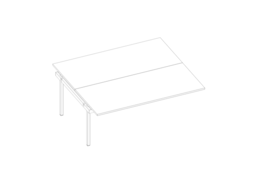 Quadrifoglio Table de rallonge à hauteur réglable Practika pour bureau Bench avec piètement 4 pieds, largeur x profondeur 1800 x 1600 mm, plaque blanc