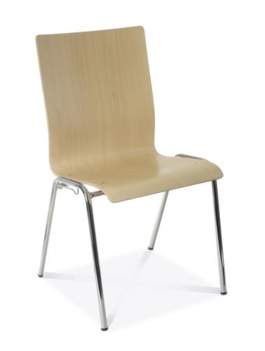 Chaise coque en bois avec piètement 4 pieds chromé, hêtre, dossier droit  L