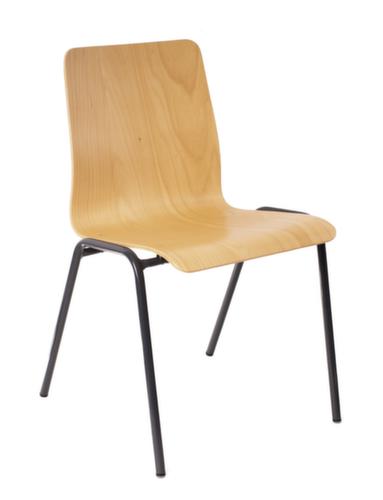 Chaise coque en bois avec piètement 4 pieds, anthracite, hêtre, dossier conique  L