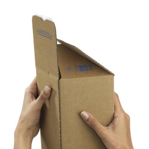 Caisse carton pliante longue QUATTROPACK avec fermeture autocollante, 1 onde, 610 x 105 x 105 mm  L