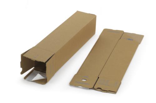 Caisse carton pliante longue QUATTROPACK avec fermeture autocollante, 1 onde, 610 x 105 x 105 mm