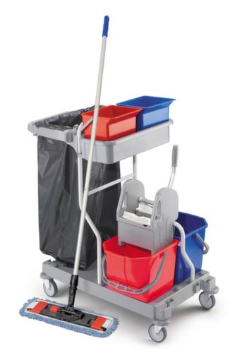 Raja Chariot de lavage humide avec presse à balais et porte-sacs à ordures, 2x15 l/2x6 l seau en ROUGE/BLEU  L
