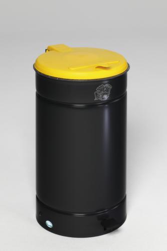 Collecteur de recyclage Euro-Pedal pour sacs de 70 litres, 70 l, RAL7021 gris noir, couvercle jaune  L