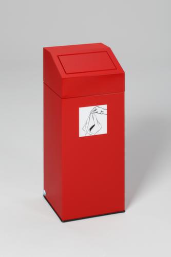 Collecteur de recyclage étiquette autocollante incl., 45 l, RAL3000 rouge vif, couvercle rouge  L