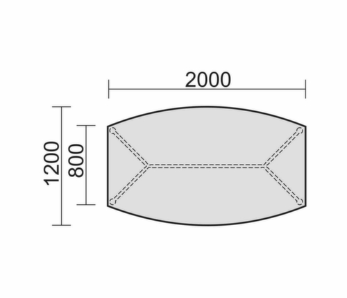 Gera Table de conférence Basis, largeur x profondeur 2000 x 800 mm, panneau érable  L