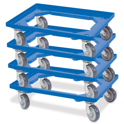 Kit de chariots à bac avec cadre en cornières acier ouvert, force 250 kg, bleu  L