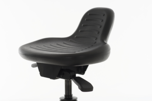 Lotz Siège assis-debout avec assise PU inclinable, hauteur d’assise 580 - 840 mm, piètement noir  L