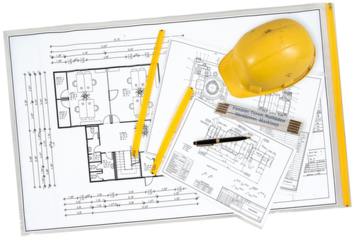 EICHNER Pochette de protection de plans pour plans de construction, transparent/jaune, DIN A0  L