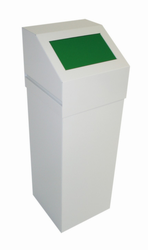 Collecteur de recyclage SAUBERMANN avec trappe d'insertion, 65 l, RAL7035 gris clair, couvercle vert  L