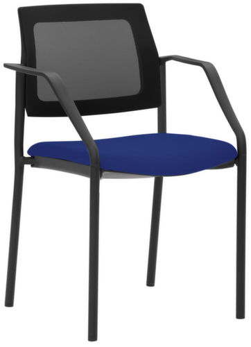 Mayer Sitzmöbel Chaise empilable myPLANO avec accoudoirs, assise tissu (100 % polyester), bleu moyen  L