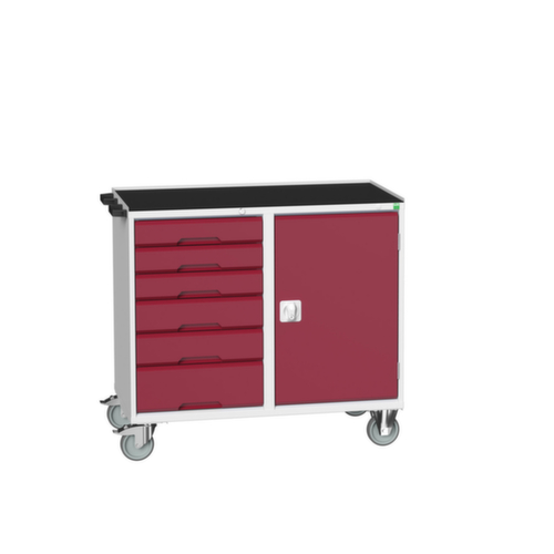 bott poste de travail mobile verso, 6 tiroirs, 1 armoire, RAL7035 gris clair/RAL3004 rouge pourpre  L