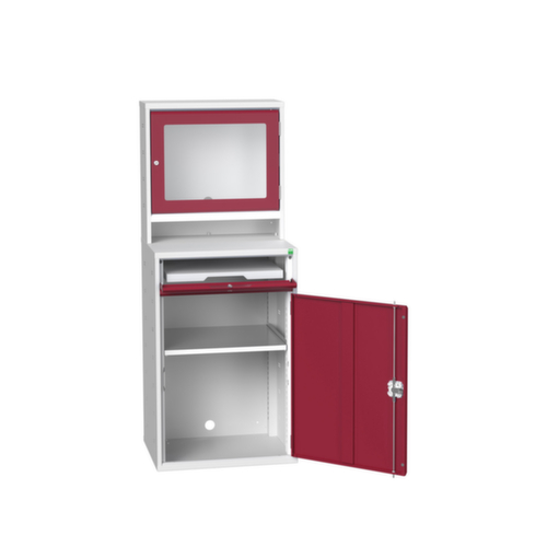 bott armoire informatique verso avec compartiment écran, RAL7035 gris clair/RAL3004 rouge pourpre  L