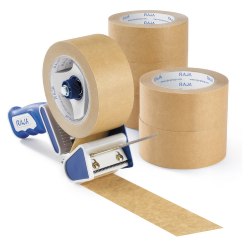 Raja kit dévidoir escargot avec ruban d’emballage papier, longueur x largeur 50 m x 50 mm  L