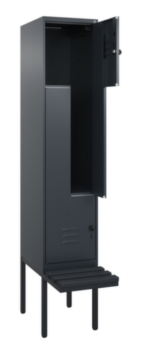 C+P Armoire vestiaire Z Classic Plus avec banc intégré, largeur de compartiment 400 mm  L