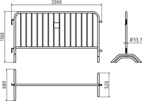 Schake Barrière de sécurité Typ D, hauteur x longueur 1100 x 2000 mm  L