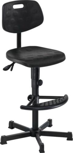 meychair Siège d'atelier pivotant Workster Light avec assise inclinable, assise mousse PU noir, avec patins  L