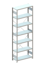 META système d'étagères sans vis CLIP, hauteur x largeur x profondeur 3000 x 806 x 436 mm, 7 tablettes