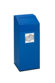 Collecteur de recyclage étiquette autocollante incl., 45 l, RAL5010 bleu gentiane, couvercle bleu