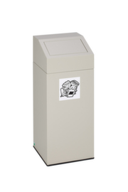 Collecteur de recyclage étiquette autocollante incl., 45 l, RAL7032 gris silex, couvercle gris