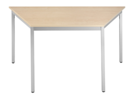 Table polyvalente trapézoïdale en tube carré, largeur x profondeur 1400 x 595 mm, panneau érable