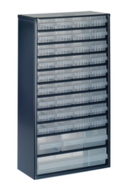 raaco bloc à tiroirs transparents robuste 1240-123 avec cadre en métal, 40 tiroir(s), bleu foncé/transparent