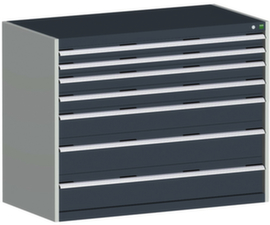 bott Armoire à tiroirs cubio surface de base 1300x650 mm, 7 tiroir(s), RAL7035 gris clair/RAL7016 gris anthracite