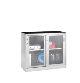 C+P Armoire d'atelier ERGO gris clair avec portes coulissantes vitrées, largeur 1200 mm