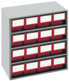 Treston petit bloc tiroirs, 16 tiroir(s), RAL7035 gris clair/rouge