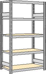 regalwerk Rayonnage sans boulons à plateaux agglomérés avec tablettes, hauteur x largeur x profondeur 2000 x 1341 x 426 mm, 5 tablettes