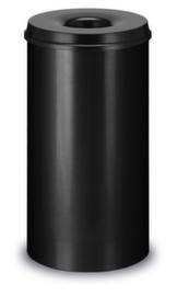 Corbeille &agrave; papier autoextinguible en acier, 50 l, noir, partie sup&eacute;rieure noir