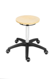 Tabouret pivotant, assise hêtre, roulettes