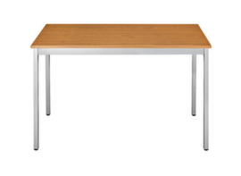 Table polyvalente rectangulaire en tube carré, largeur x profondeur 1400 x 700 mm, panneau cerisier