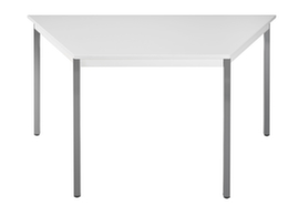 Table polyvalente trapézoïdale en tube carré, largeur x profondeur 1200 x 510 mm, panneau gris clair