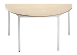Table polyvalente semi-ronde tube carré, largeur x profondeur 1200 x 600 mm, panneau érable
