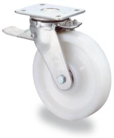 BS-ROLLEN Roulette pivotante à double blocage, force 400 kg, plastique bandage