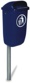 Poubelle selon DIN 30713, 50 l, pour fixation murale ou sur montants, bleu