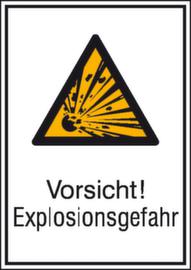 Signe de combinaison d'avertissement "Attention ! Risque d'explosion"., étiquette