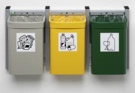 VAR Collecteur de déchets City avec 3 récipients, 45 l, RAL6001/RAL1023/RAL7032