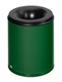 VAR Corbeille à papier avec tête étouffoir, 80 l, RAL6001 vert émeraude, partie supérieure noir