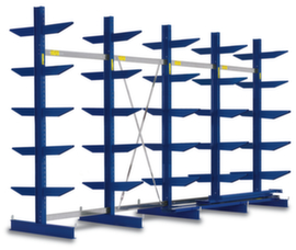 Rayonnage en porte-à-faux dans les constructions mi-lourdes, bilatéral - possibilité d’installation flexible librement dans la pièce, hauteur 2500 mm, 6 niveaux