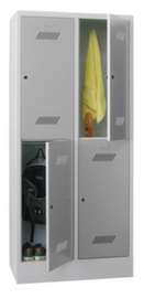 PAVOY Armoire vestiaire à deux niveaux Basis gris clair avec 2x2 compartiments, largeur de compartiment 400 mm