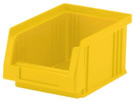 Lakape bac à bec empilable Eco adapté aux convoyeurs à rouleaux, jaune, profondeur 164 mm, polypropylène