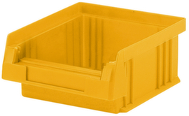 Lakape bac à bec empilable Eco adapté aux convoyeurs à rouleaux, jaune, profondeur 89 mm, polypropylène