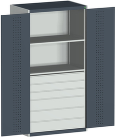 bott Armoire système cubio avec portes en panneaux perforés, 6 tiroir(s)