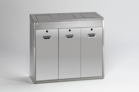 Station de collecte des produits recyclables en acier inoxydable, 3 x 48 l
