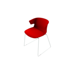 Quadrifoglio Chaise coque en plastique COVE avec piètement à patins, rouge